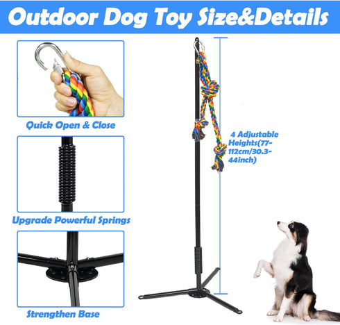 2 Tether Outdoor Dog Toy,Interactive Exercise Game in Yard Park Tug of War for Large Medium Small Dog Puppy with Rope
