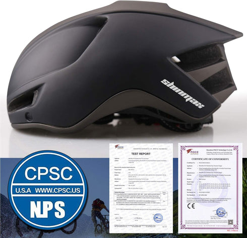 Shinmax Adult Bike Helmet - Adjustable Size with Removable Goggles & USB Rechargeable LED Light