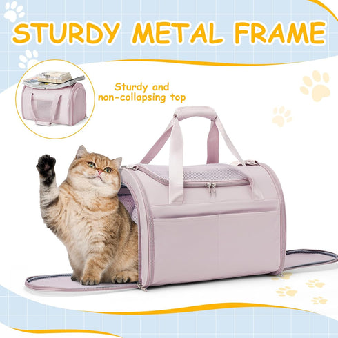 Soft Pet Carrier for Cats and Dogs, Airline Approved Travel Carrier for Pets Up to 20lbs, Collapsible Design (Pink)