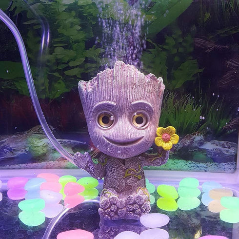 Aquarium Groot Air Bubbler Decorations, Resin Crafts with Air Bubbler Stone for Fish Tank
