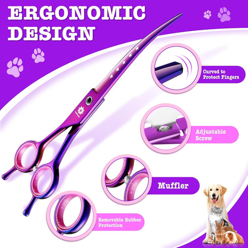 7" 6 1 Set Dream Reach Dog Grooming Scissors - Professional in Pet Scissors Sharp and Durable Shears Thinning, Chunker