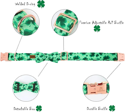 Lionheart Glory Clover Adjustable Dog Collar with Bowtie, Soft Bowtie Dog Collars for X-Small Puppy Pet Gift
