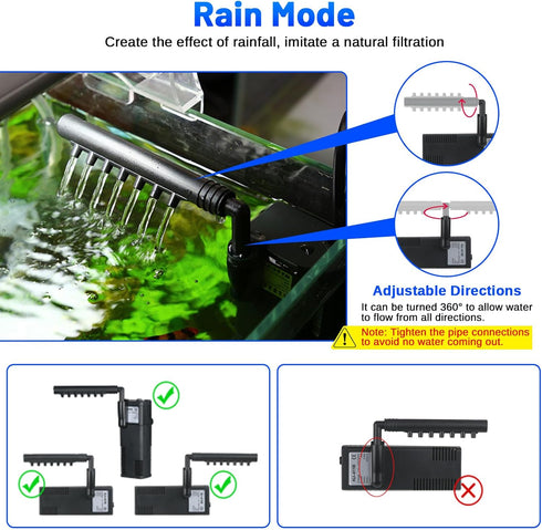 Aquarium Filter for Small Betta Fish Tank, 4-in-1 Adjustable Internal Filter for 5-15 Gallon