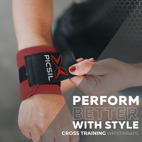 PICSIL Wrist Support for Cross Training - High Performance Elastic Nylon Reduces Wrist Discomfort