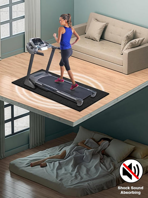 Mat,70"x32",6mm Treadmill Thickness Foldable Exercise Equipment Mat for Carpet Hardwood Floors, Compatible with Walking