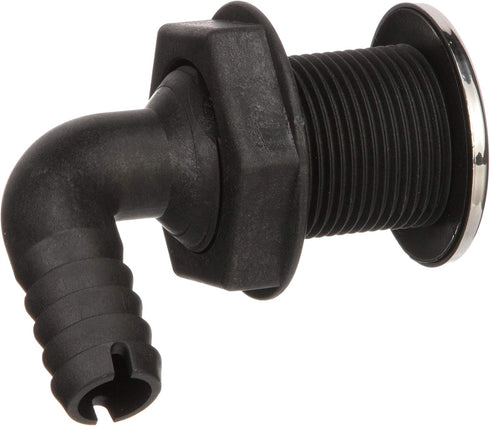 Seachoice 90-Degree Thru-Hull Connector, Fits 3/4 In. ID Hose, 1-3/8 In. Max Hull, White