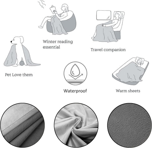 Ameritex Reversible Pet Bed Blanket - 100% Waterproof Velvet, Super Soft for Sofa and Bed
