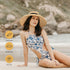 Surblue Straw Summer Hat Women's Floppy Sun Hat Wide Brim Beach Bow Hat