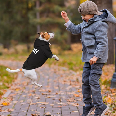 Waoduld Hole,Cozy Dog Sweaters,Security Dog Hoodie,Warm Brushed Fleece Sweatshirt with Hood & Pocket,Leash Cold Weather