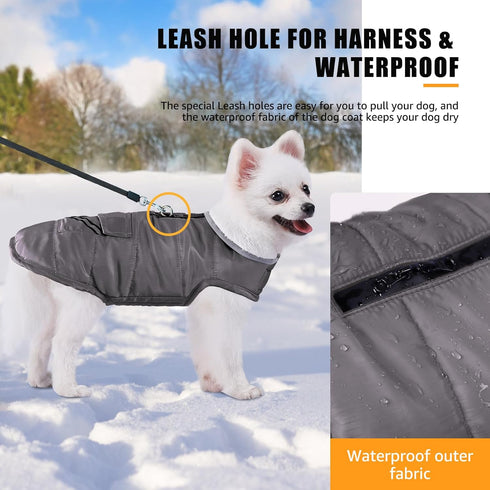 iBuddy Dog Winter Coats - Waterproof Warm Snow Jacket with Fleece Vest, Reflective Adjustable Cold Coat for Dogs