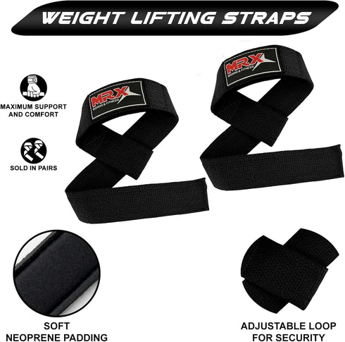 MRX Weight Lifting Bar Strap for Gym Workout, Padded Straps for Men/Women