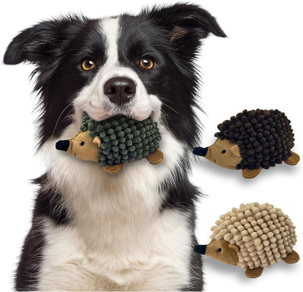 Plush Hedgehog Dog Toys 3 PCS - Squeaky Stuffless Hedgehog for Small and Medium Dogs, Interactive Pet Toys