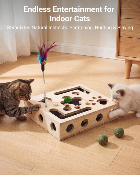 Hyfico 2026 2 Ball&4 Cat Toys for Indoor Cats - Cat Nail File Box with Interactive Cat Toys, Upgraded Cat Puzzle Feeder