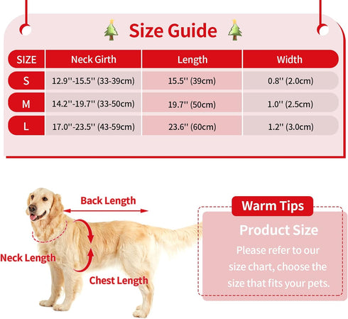 Malier Christmas Classic Plaid Dog Collar with Bow Tie, Soft Durable Holiday Collar for Small Medium Large Dogs (Red &