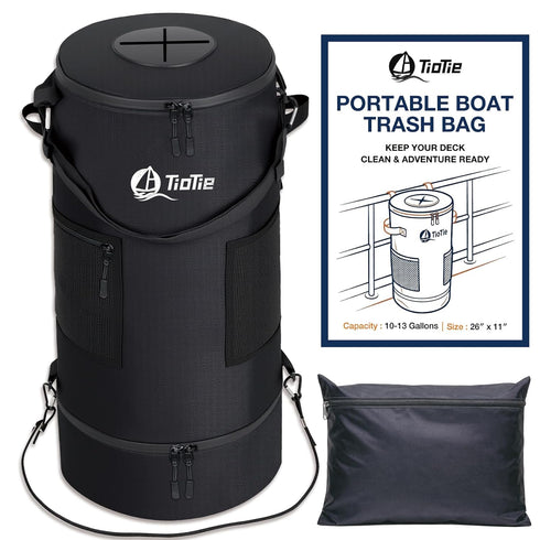 TioTie Boat Trash Can with 5.5in PVC Cross Opening, Large 26" Marine Garbage