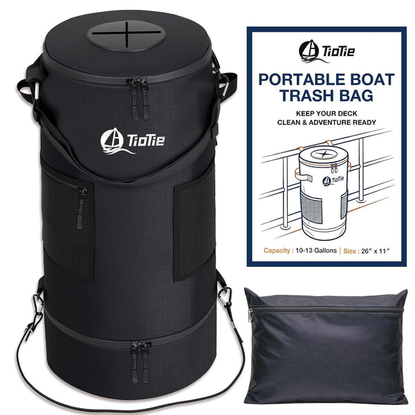 TioTie Boat Trash Can with 5.5in PVC Cross Opening, Large 26" Marine Garbage