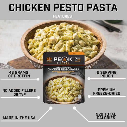 Peak Refuel Chicken Pesto Pasta - Freeze Dried Backpacking and Camping Food, High Protein, Quick Prep Meals