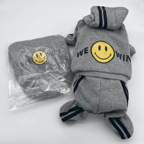 Cute Dog Hoodie Sweater Tracksuit Coat, Winter Pajamas for Small Medium Big Dogs, Grey (3X-Large)