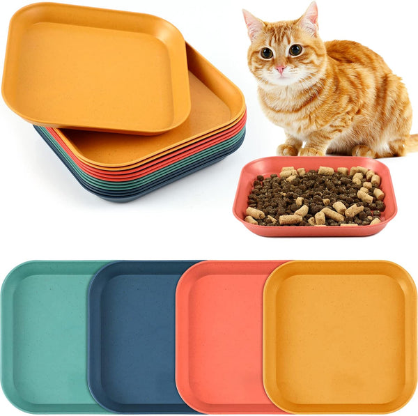 Gerrii 12 Pieces Cat Bowl - 6 Inch Shallow Whisker Fatigue Relief Dish for Kittens - Vintage Colors