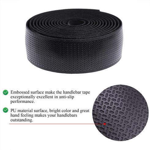 KINGOU Bike Handlebar Tape PU Anti-Skid Bicycle Bar Tapes with Adhesives, End Plugs, and Finishing Tapes