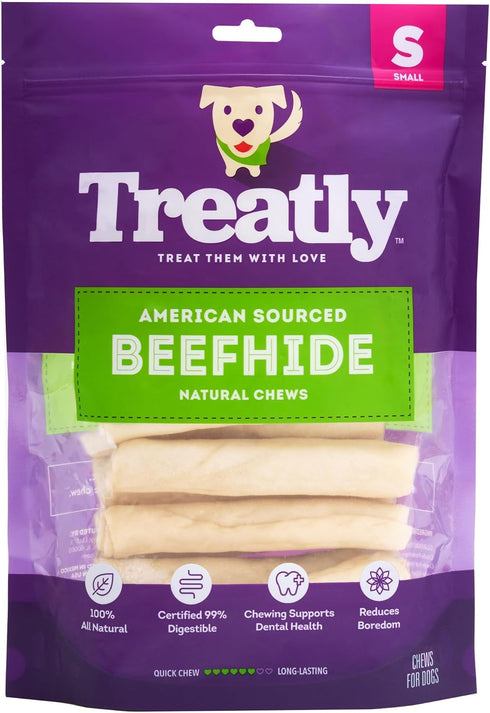 American Sourced Beefhide Chip Rolls, 5-6" Dog Chew Treats, Natural Flavor, 18 Count/1 Pack