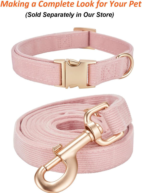 Corduroy Dog Leash - 5 Ft Length for Small Medium Large Dogs (Light Pink, Small)