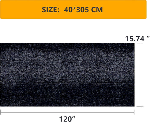 120"x15.8" Trimmable Self-Adhesive Carpet Mat Pad for Cat Tree Shelves & Couch Protector (Black)