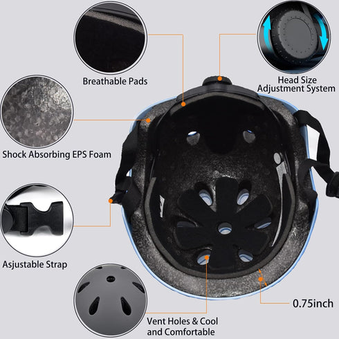 Kids Helmet Set, Adjustable Protection for Children 3-8 Years, Includes Elbow Pads, Knee Pads, Wrist Pads