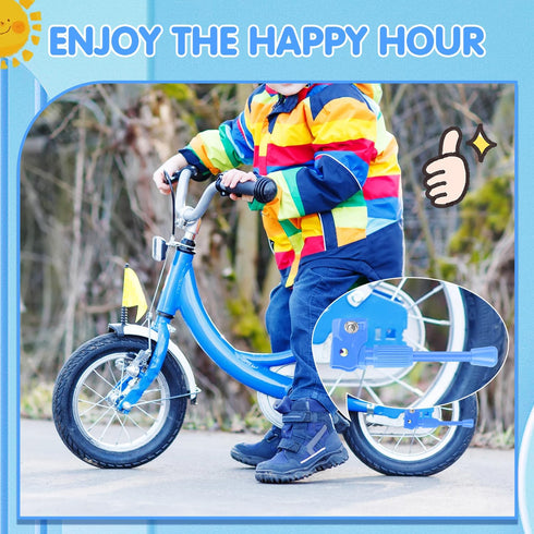 Kids Bike Kickstand for 16 Inch Wheel Bicycle, Single-Side Rear Mount Support Racks Blue for Boys and Girls