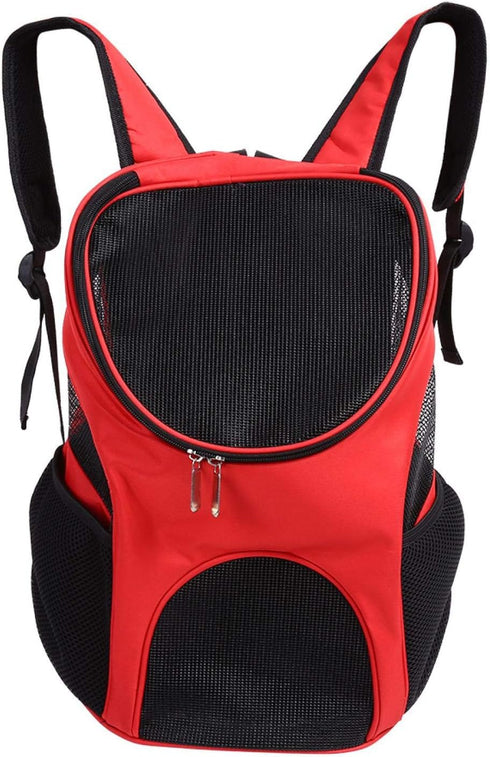 Pet Carrier Backpack, Dog Front Carrier, Cat Backpack Carrier for Traveling, Hiking, Cycling with Ventilated Mesh (Red)