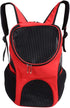 Pet Carrier Backpack, Dog Front Carrier, Cat Backpack Carrier for Traveling, Hiking, Cycling with Ventilated Mesh (Red)