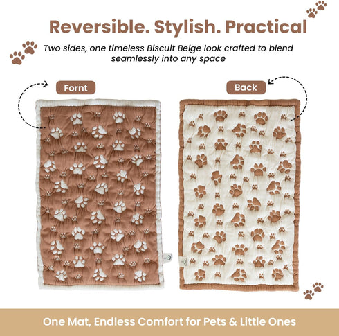 Seamless 3D 28x40 PetMat in Biscuit Beige | Organic Cotton Crate Pad for Small Dogs, Cats & Nursery | & Reversible |