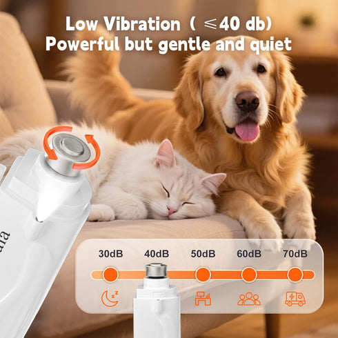 2-in-1 2 Dog Nail Clippers & Dog Nail Grinder with LED Lights, Ultra-Quiet, USB Rechargeable,Security Upgrade,Multiple