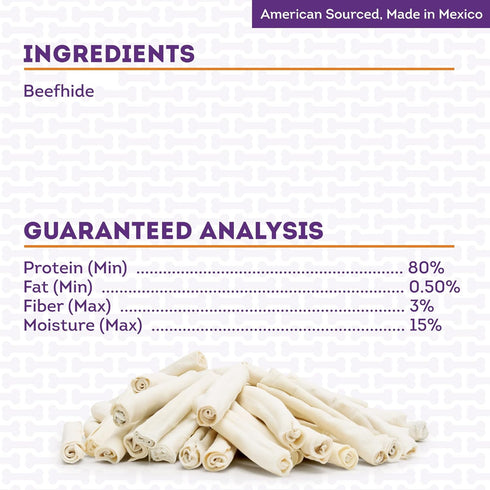 American Sourced Beefhide Chip Rolls, 5-6" Dog Chew Treats, Natural Flavor, 18 Count/1 Pack