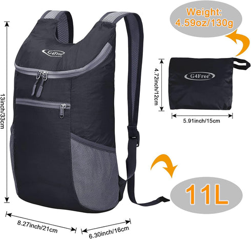 G4Free Lightweight Packable Hiking Backpack for Men Women, Small Hiking Daypacks, 11L Foldable Shoulder Pack