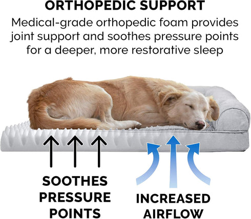 Furhaven Orthopedic Dog Bed, Large/Medium Dogs, Removable Bolsters & Washable Cover, For Dogs Up to 55 lbs, Plush &