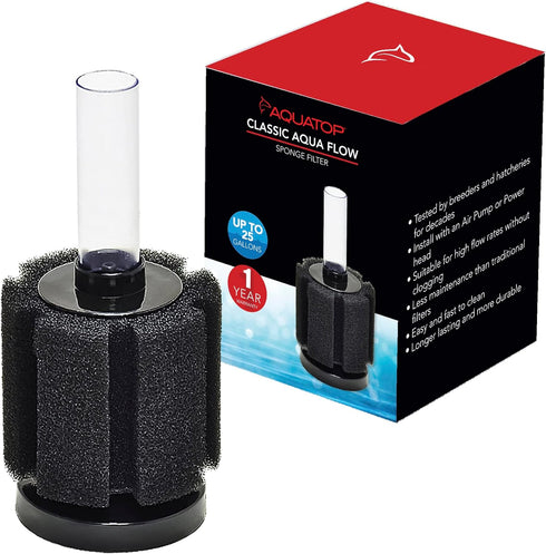 Aquatop Internal Sponge Filter - For Aquariums Up to 25 Gallon Tanks, CAF-25