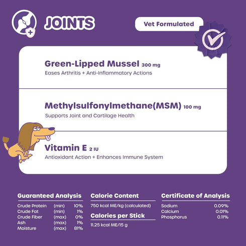 Squeeze Vita Stick for Joints, Lickable Cat and Dog Treats with Green Lipped Mussels, Vet-Formulated 7pk Snack
