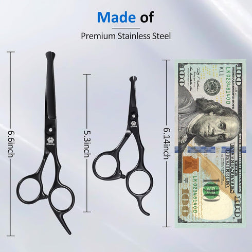 5 1 Dog Grooming Scissors Kit with Safety Round Tips, GLADOG Professional in Grooming Scissors for Dogs
