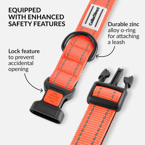 CollarDirect Reflective Dog Collar with Quick Release Buckle for Small, Medium, Large Dogs or Puppies - Nylon Suitable