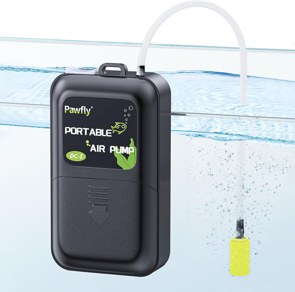 Pawfly Battery Air Pump 40 GPH for 5 to 30 Gallon Fish Tank, Portable Oxygen Pump for Outdoor Fishing (2 D Battery Not