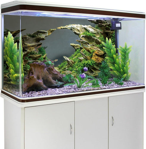 AWERT 60x24 inches Vinyl Background, Stone Aquarium Background, Aquatic Plant River Bed & Lake Fish Tank Background