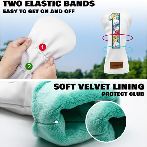 Golf Club Covers for Driver, Fairway Wood, Hybrid, Leather Mallet Putter Covers for Most Brands