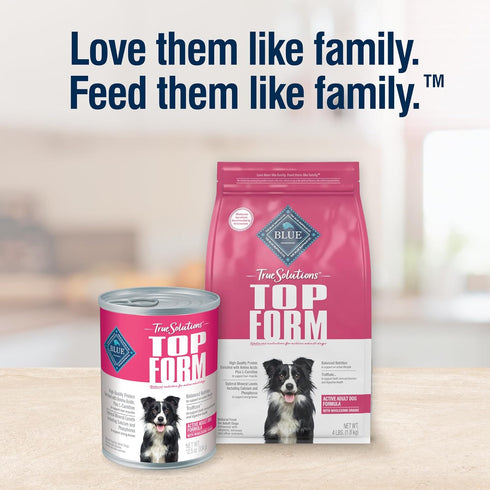 Blue Buffalo True Solutions Top Form Wet Dog Food, Chicken, 12.5-oz. Cans (12 Count) for Active Adult Dogs