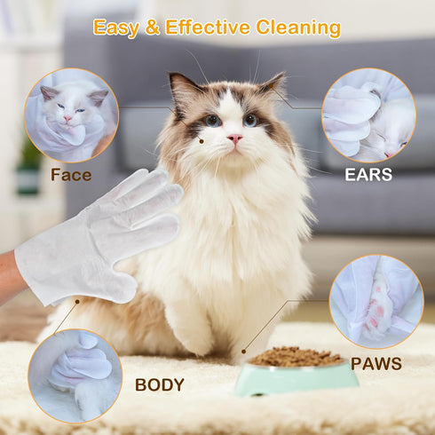 Pet Grooming Glove, Gentle Deshedding Brush Glove, Enhanced Five Finger Design for Dog & Cat with Long & Short Fur