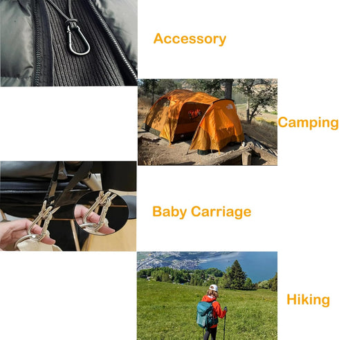 Olivia & Oliver Stainless Steel Carabiner, Heavy Duty Spring Snap Hook Clip for Fitness, Boating, Camping, Hiking