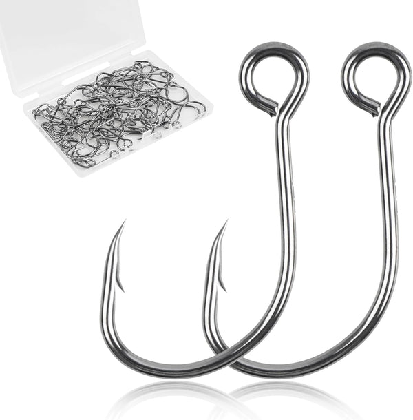 Fishing Inline Single Hooks - 60pcs/Box Single Replacement Hooks for Fishing Baits