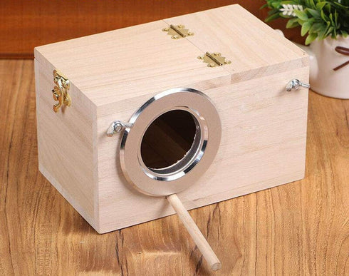 Pet Wood Parakeet Nest Box - Bird House Breeding Nesting Cage Box for Lovebirds, Cockatiel, Parrotlets