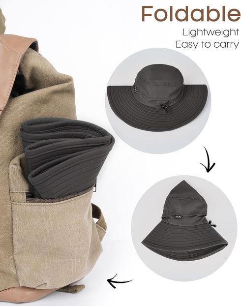 FURTALK Sun Hats for Men Women, Packable Wide Brim UV Protective Bucket Hat UPF 50+