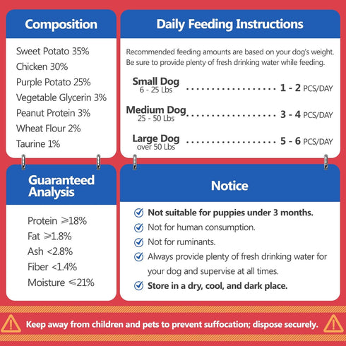 1% 14.11 Oz Dog Treats Chicken Wrapped Double Sweet Potato Containing Taurine High-protein Dog jerky Meat Dry Dental